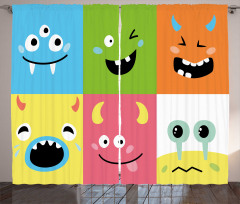 Colorful Blocks Emoticon Curtain