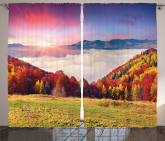 Fall Morning Mountain Curtain