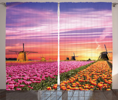 Scenic Tulip Fields Curtain