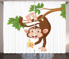 Monkey with Banana Tree Curtain