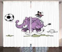 Elephant Playing Soccer Curtain