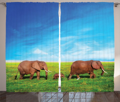 Elephant Family Africa Curtain