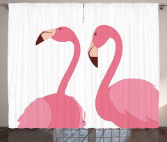 Exotic Pink Birds Animals Curtain
