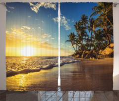 Exotic Beach Sunset Curtain