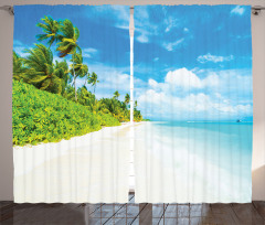 Beach Sea Exotic Palms Curtain