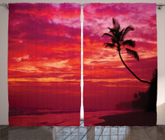 Tropical Island Beach Palms Curtain
