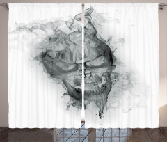 Smoky Skull Grungy Art Curtain