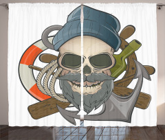 Sailor Skull Nautical Curtain