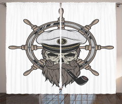 Captain Pirate Skeleton Curtain