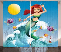 Wave with Cartoon Fish Curtain