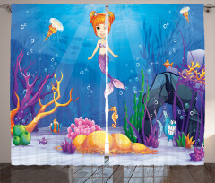 Cartoon Mermaid Fish Curtain