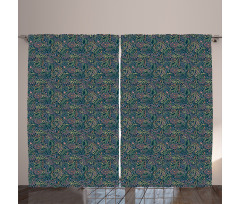 Vintage Muted Tone Leaves Curtain