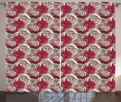 Close up High Detailed Roses Curtain