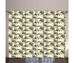 Watercolor Style Tropic Art Curtain