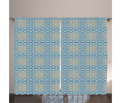 Aquatic Tones Flowers Art Curtain