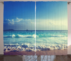 Beach Sunset Waves Curtain