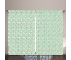 Pastel Tones Flowers Art Curtain