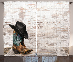 Rodeo Cowboy Grunge Hat Curtain