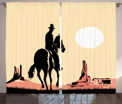 Cowboy Horse Sunset Curtain