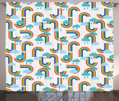 Rainbow and Clouds Pattern Curtain