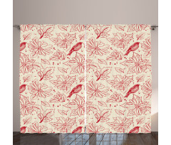 Vintage Style Flowers Art Curtain