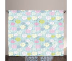 Pastel Colored Rose Flowers Curtain