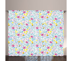 Flowers in Bloom and Buds Curtain