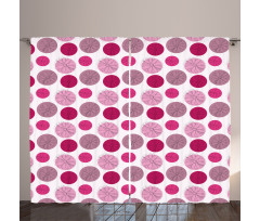 Flower Sketches over Dots Curtain