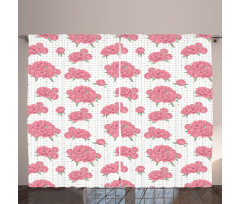 Peonies with Dots on Back Curtain