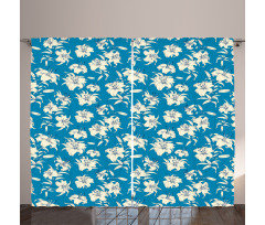 Blooming Lily Flowers Art Curtain