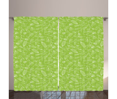 Simplistic Outline Flowers Curtain