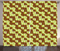 Bicolor Geometric Blossoms Curtain