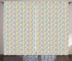 Pastel Tone Quirky Asymmetry Curtain