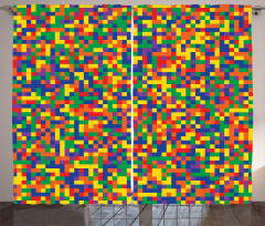 Vivid Motley Pixel Curtain