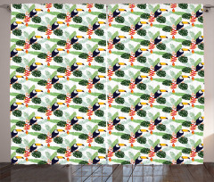 Flowers and Toucan Birds Curtain