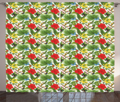 Cheerful Hibiscus Butterfly Curtain