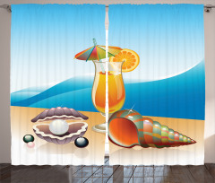 Seascape Summer Beach Curtain