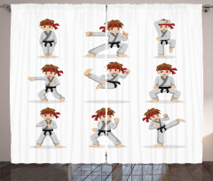 Martial Arts Boy Cartoon Curtain