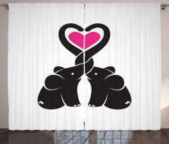Heart with Animals Trunks Curtain