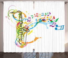 Saxophone Wavy Notes Curtain