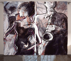 Jazz Musician Saxophone Curtain