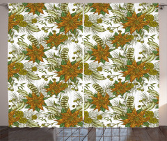 Nostalgic Flower Pine Cones Curtain