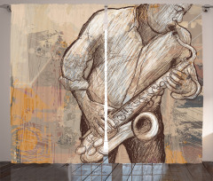 Jazz Musician on Street Curtain