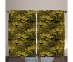 Fowers in Earth Tones Art Curtain