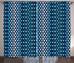 Blue Toned Heart Shapes Curtain
