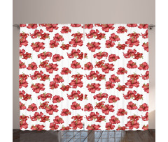 Vintage Style Lily Flowers Curtain