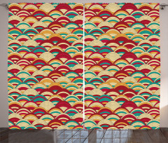 Repeated Striped Squama Art Curtain