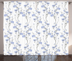 Blossoming Flax Flowers Curtain