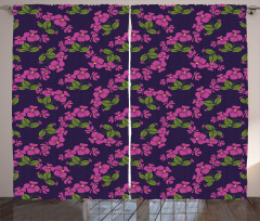 Retro Style Violet Flora Curtain
