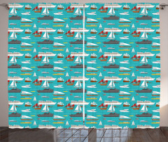 Sea Transportation Items Curtain